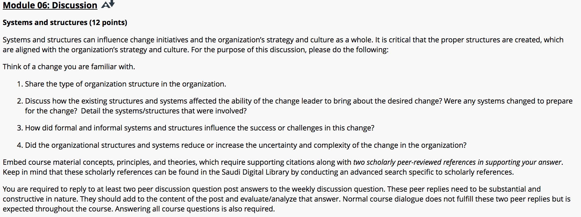 Systems and structures (12 points) Systems and