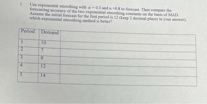 2. Consider the network described in the table