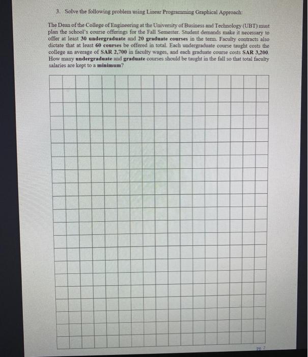 3. Solve the following problem using Linear
