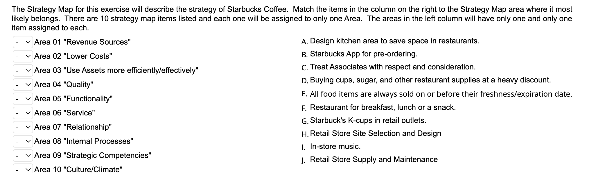 The Strategy Map for this exercise will describe