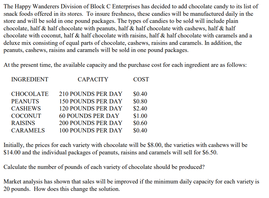 Use excel problem solver, show work including