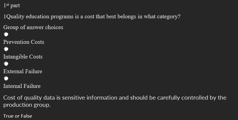 1st part 1Quality education programs is a cost