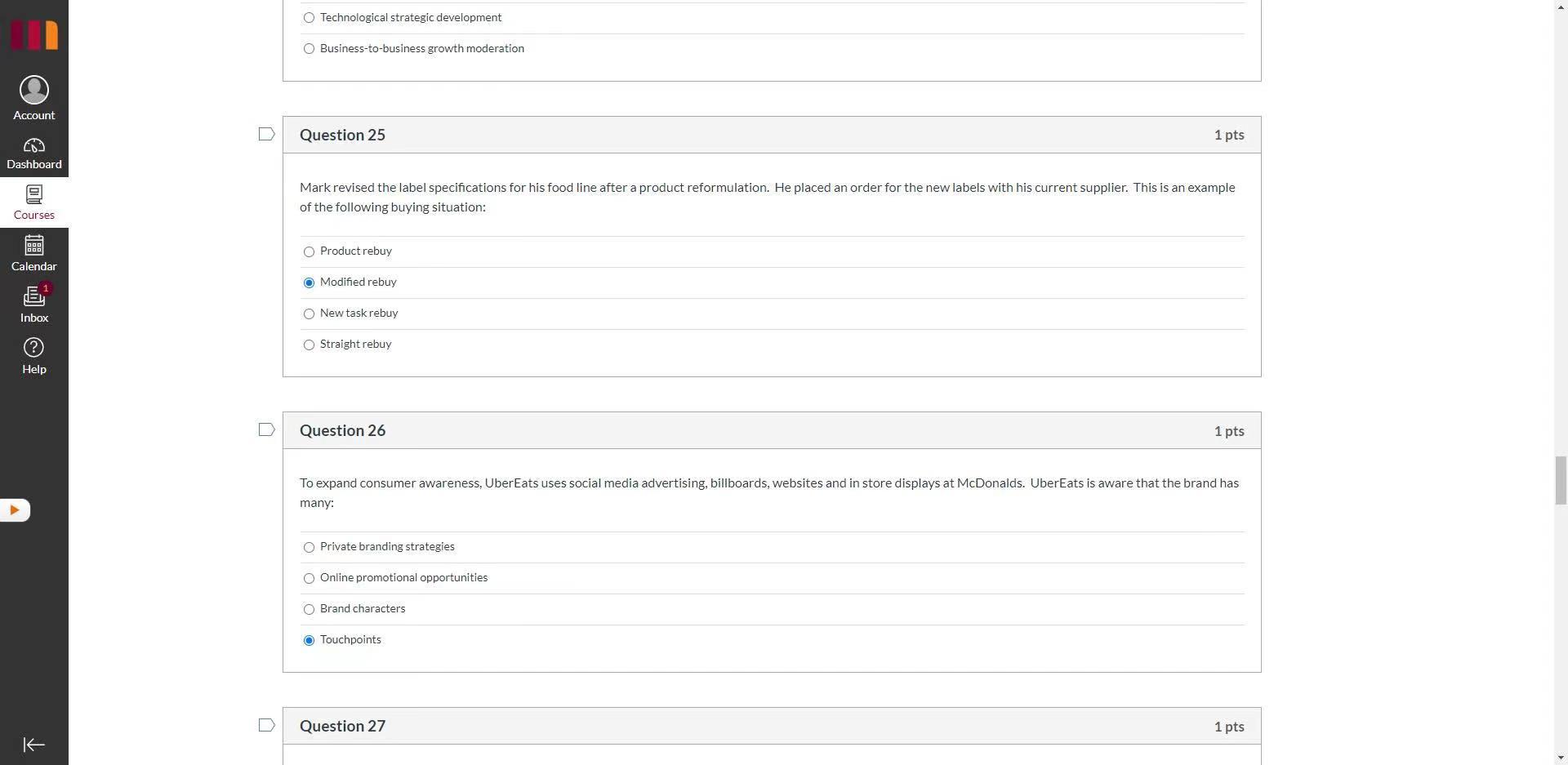 O Low return on investment Account Question 23 1