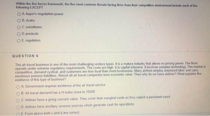 Within the five forces framework, the five most