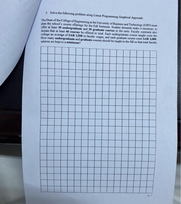 3. Solve the following problem using Linear