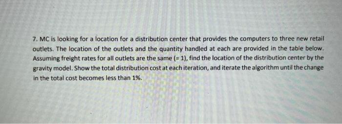 7. MC is looking for a location for a