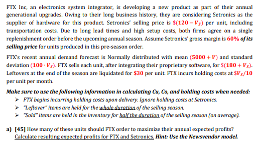 V = 5069 Vs = 20 FTX Inc, an electronics system