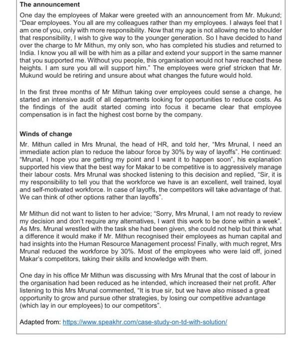 Read the case study below and answer the