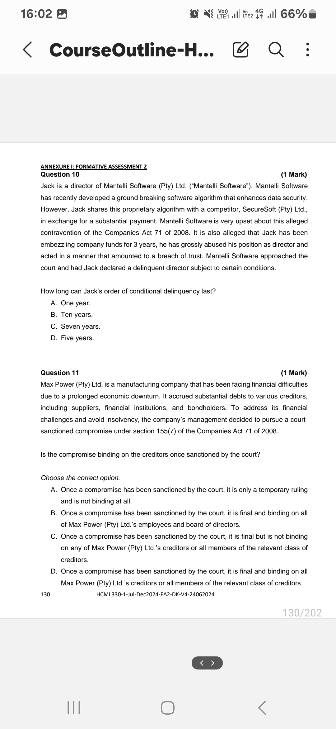 16:02 B 0N Rl Il 66% @ { CourseOutline-H... Q :