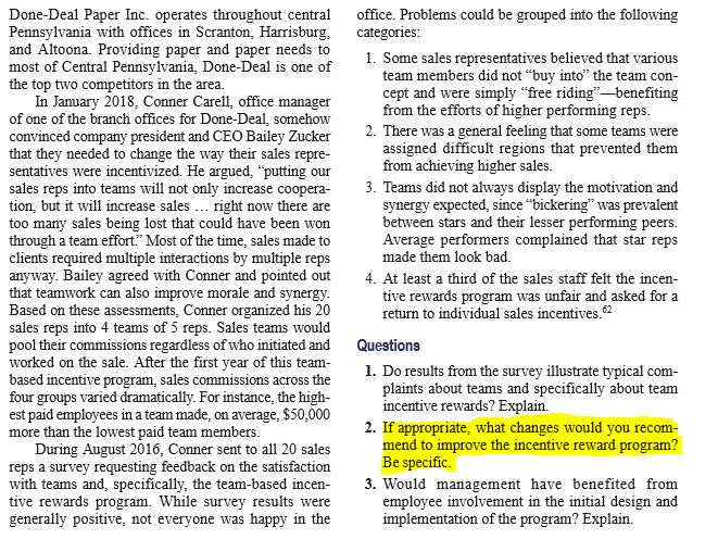 #2) If appropriate, what changes would you