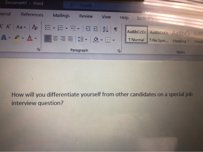 Document1 Word e Search ayout References Mailings