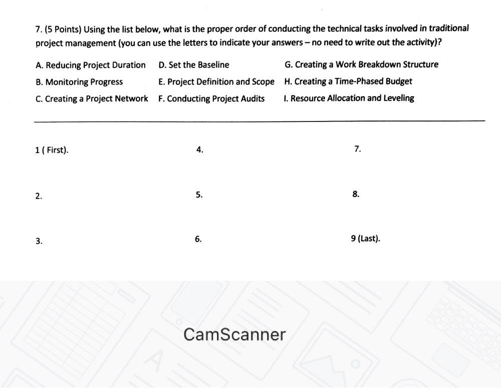 7. (5 Points) Using the list below, what is the