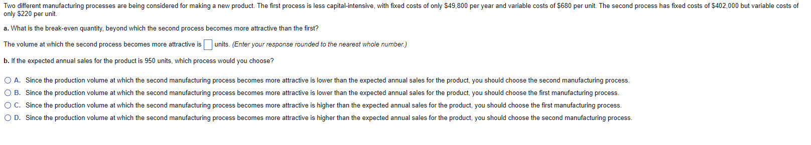 Help Please! only $220 per unit. What is the