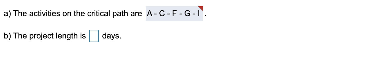 In the following table the activities with their