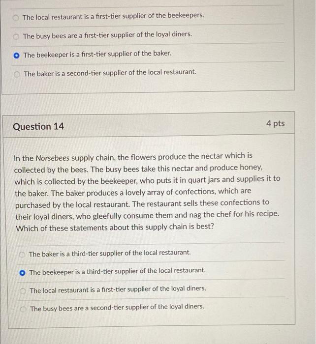 are these answers correct? D Question 13 4 pts In