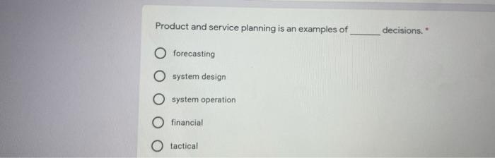 Product and service planning is an examples of