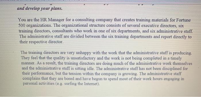 answer questions 1 and 3 and develop your plans.