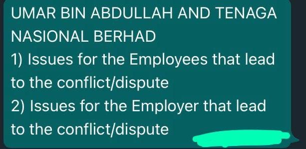 for this case study UMAR BIN ABDULLAH AND TENAGA