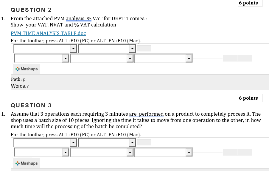 6 points QUESTION 2 1. From the attached PVM