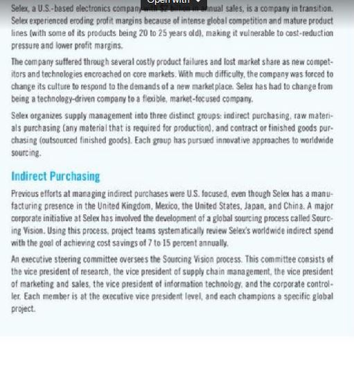 Case Study- Worldwide Sourcing at Selex Que 7-