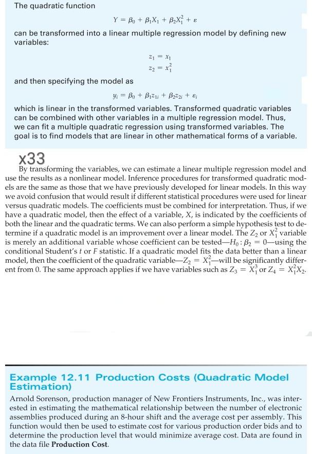 The quadratic function Y = Be + B,X, + B2x + can