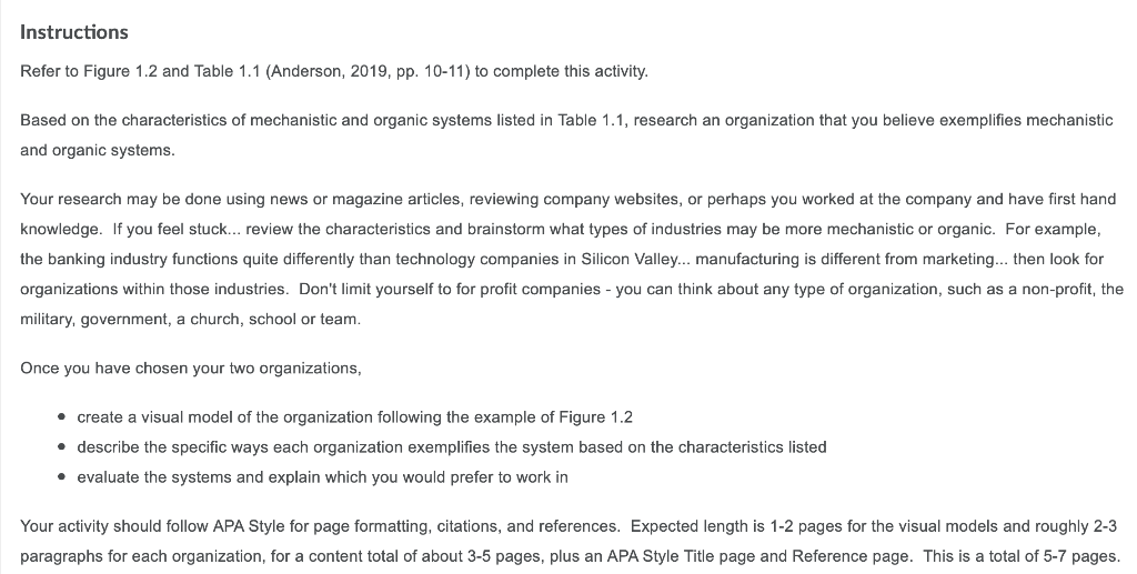 Instructions Refer to Figure 1.2 and Table 1.1