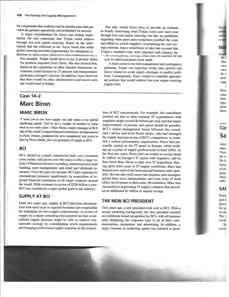 Case 14-1 Trojan Technology 1) Other than