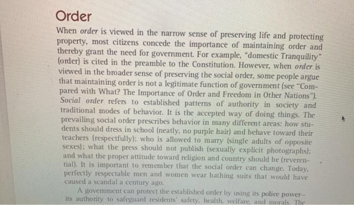 Does the freedom, order, and equality framework