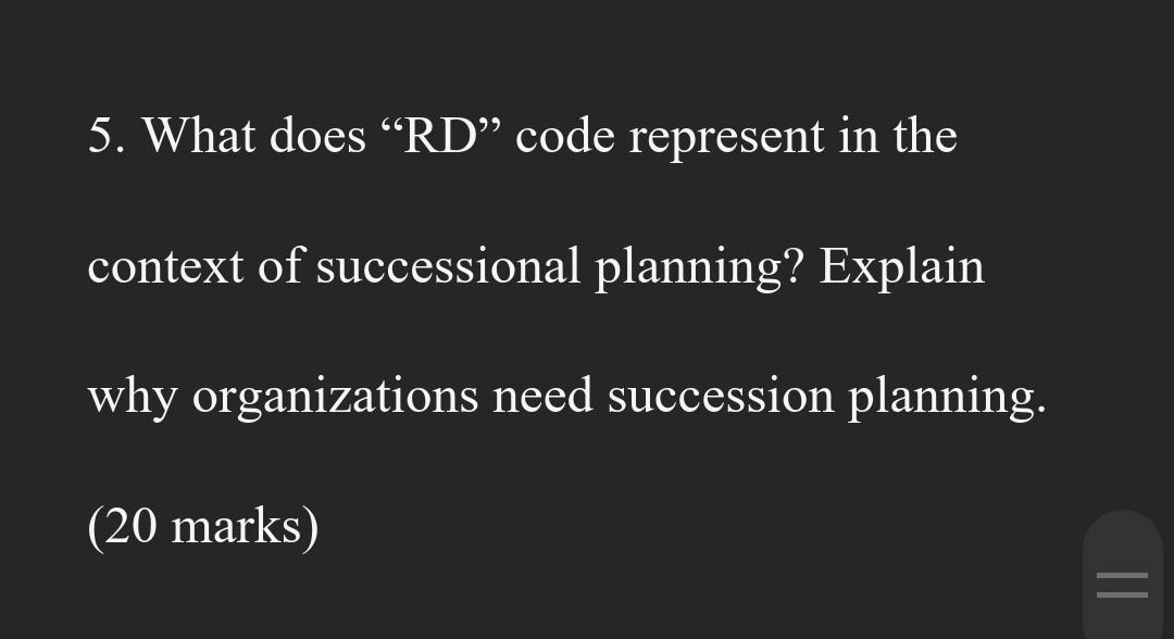 5. What does RD code represent in the context of