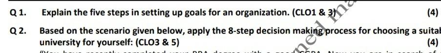 question 1 please Q 1. Q2. Explain the five steps