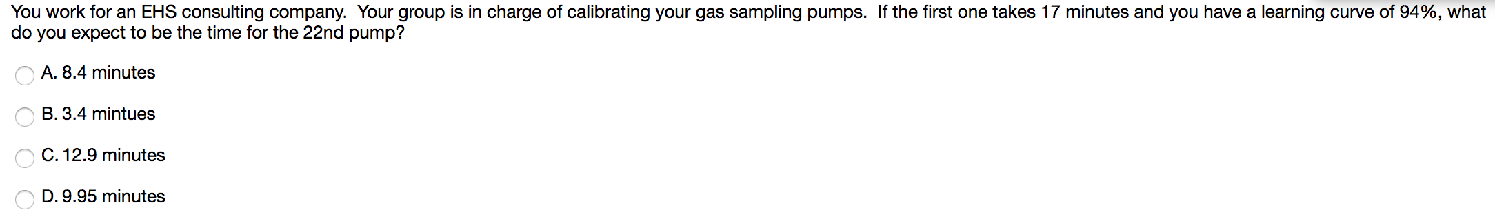 You work for an EHS consulting company. Your