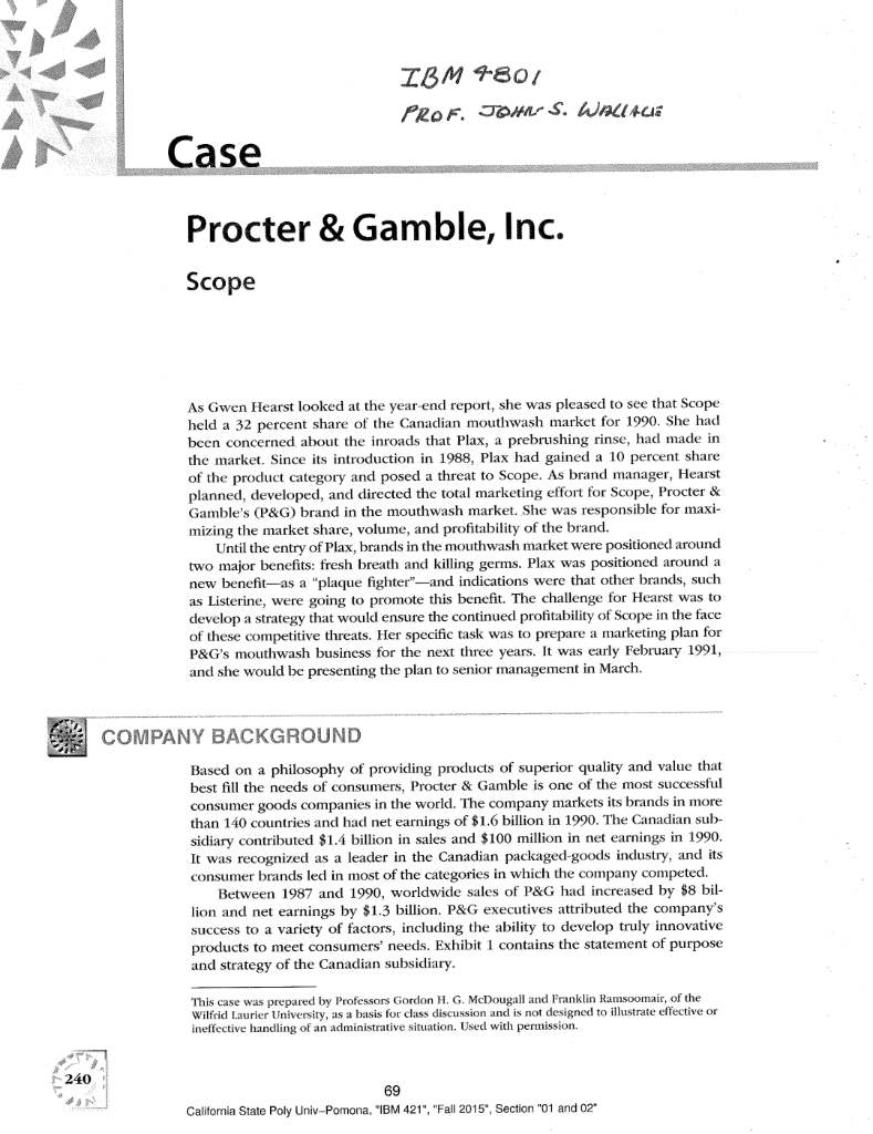 Discussion Plan for Proctor & Gamble Scope