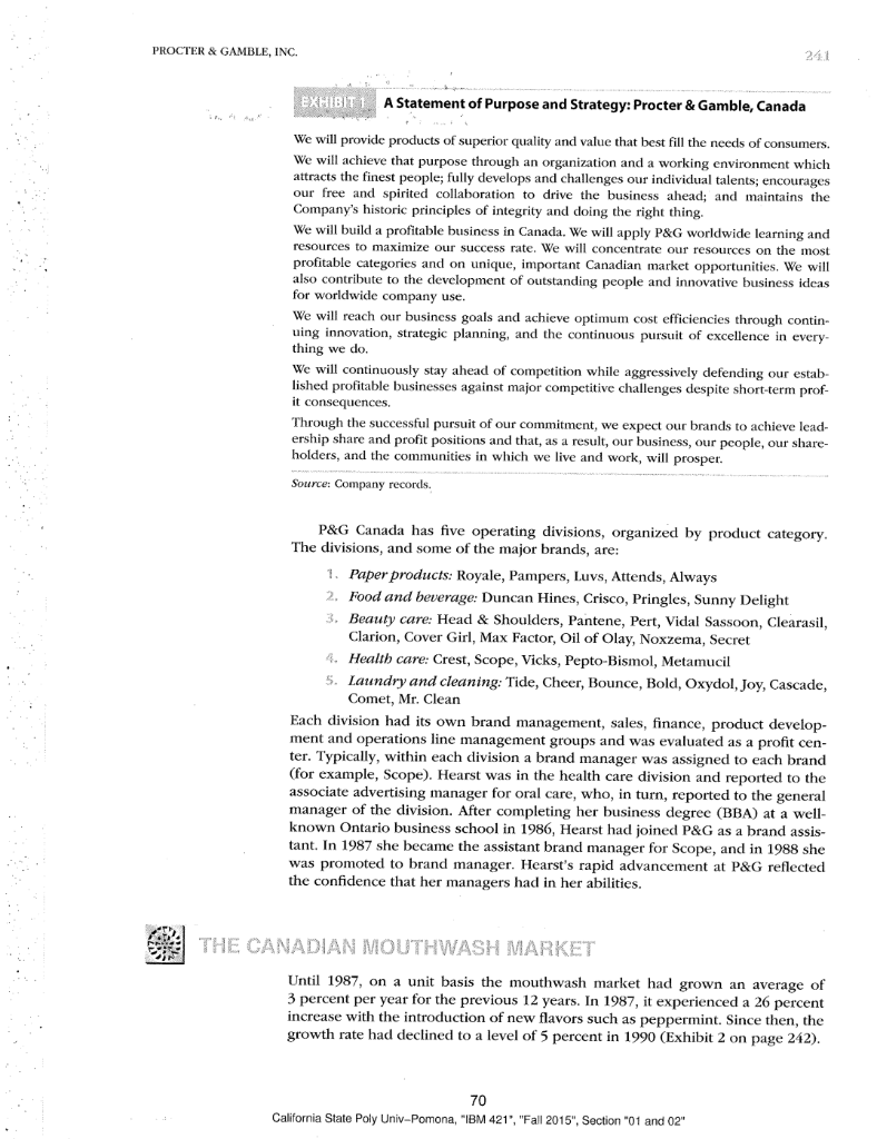 Discussion Plan for Proctor & Gamble Scope