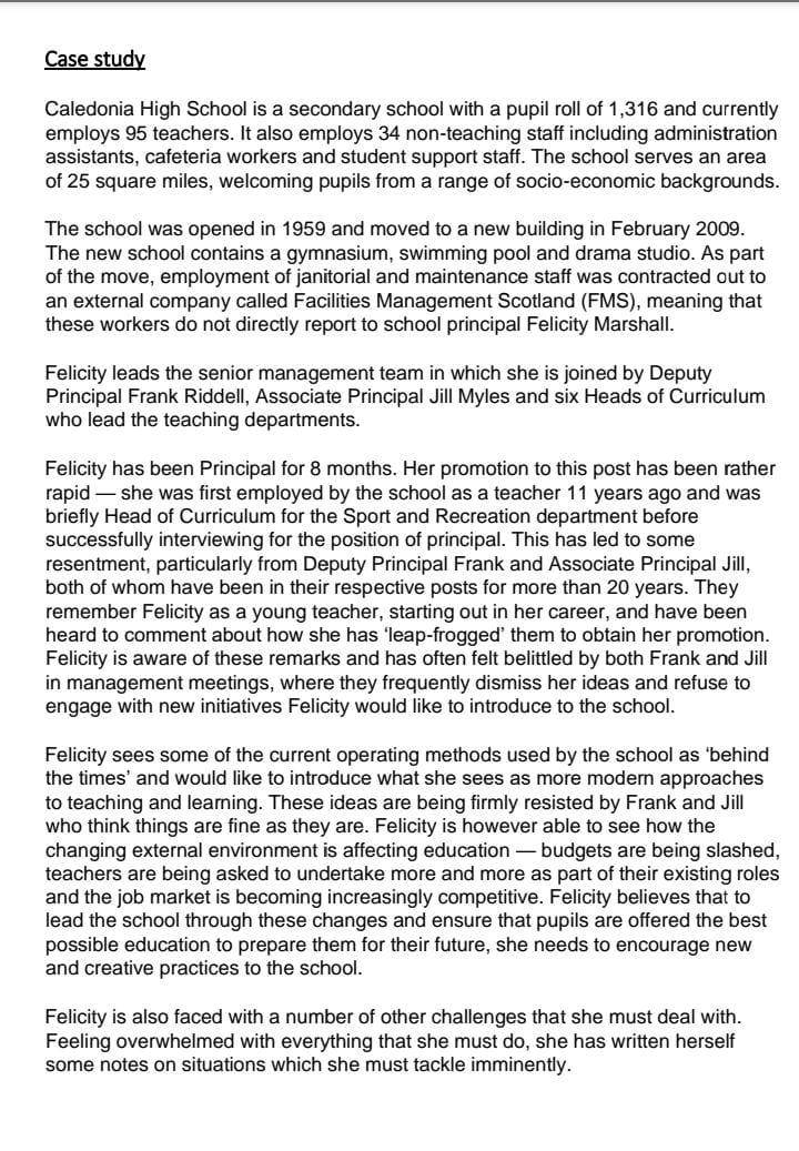 Case study Caledonia High School is a secondary