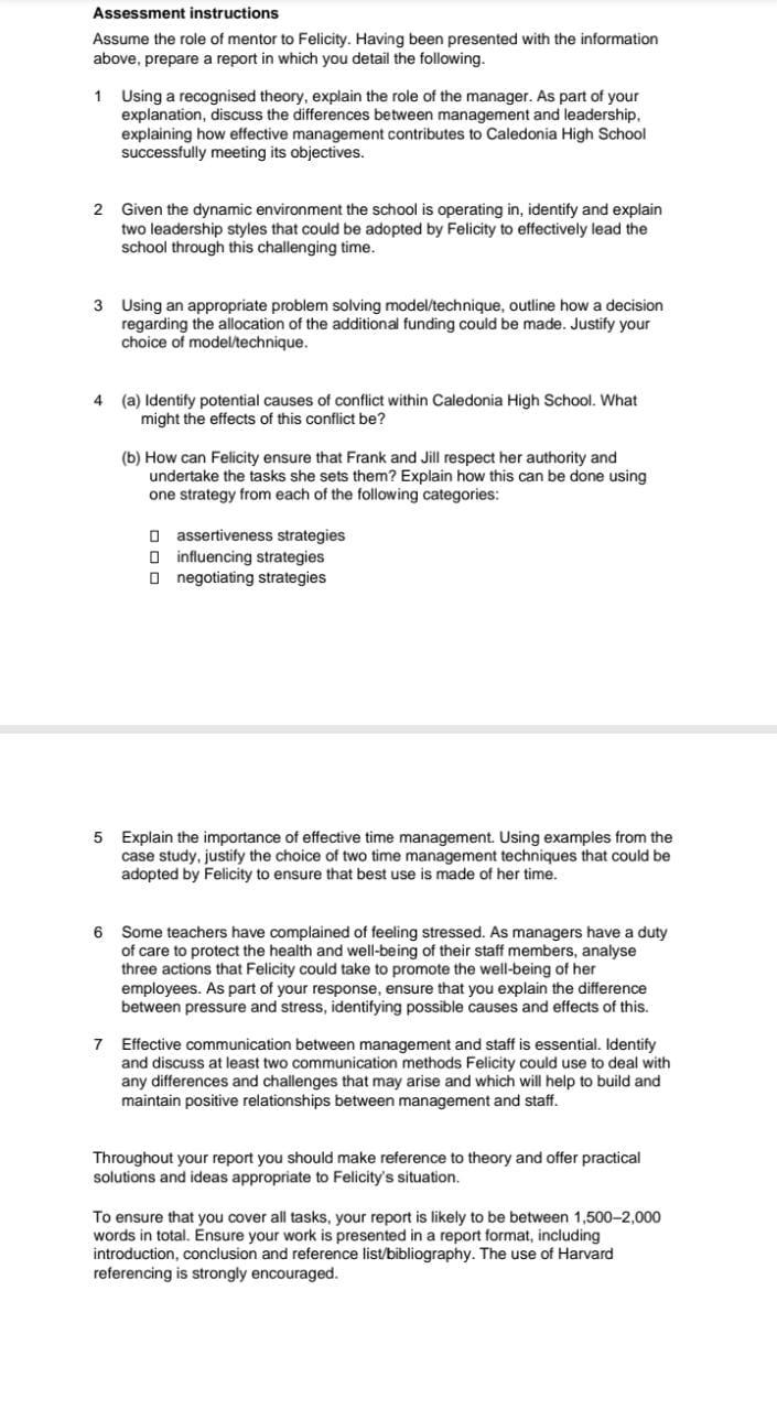 Case study Caledonia High School is a secondary