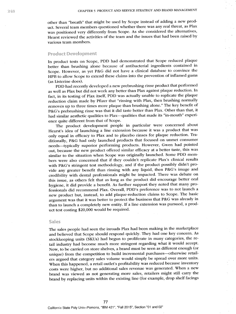 Discussion Plan for Proctor & Gamble Scope