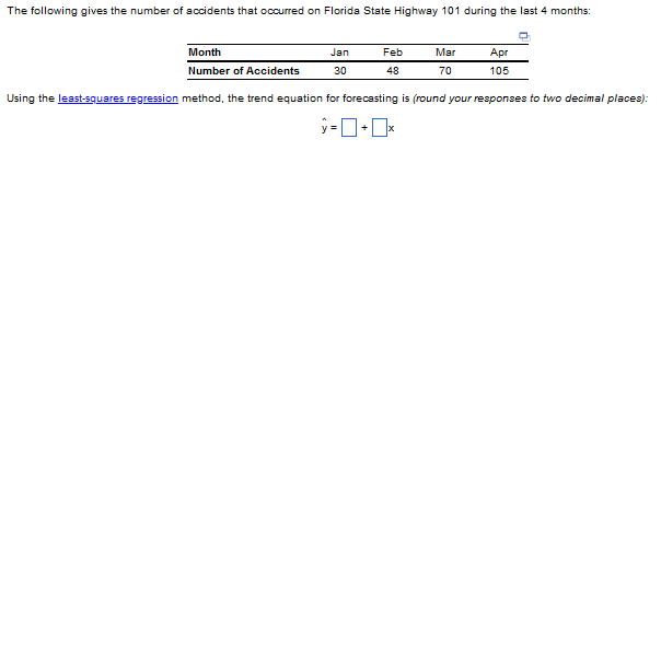 Using the method, the trend equation for