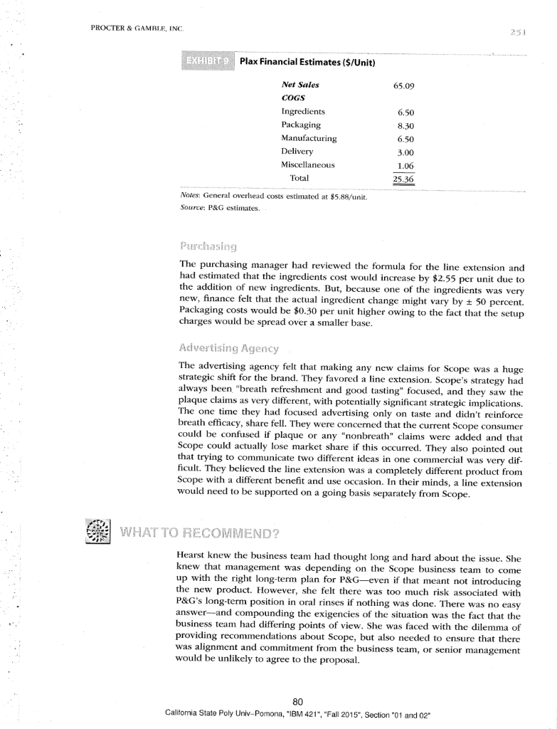 Discussion Plan for Proctor & Gamble Scope