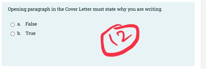 Opening paragraph in the Cover Letter must state