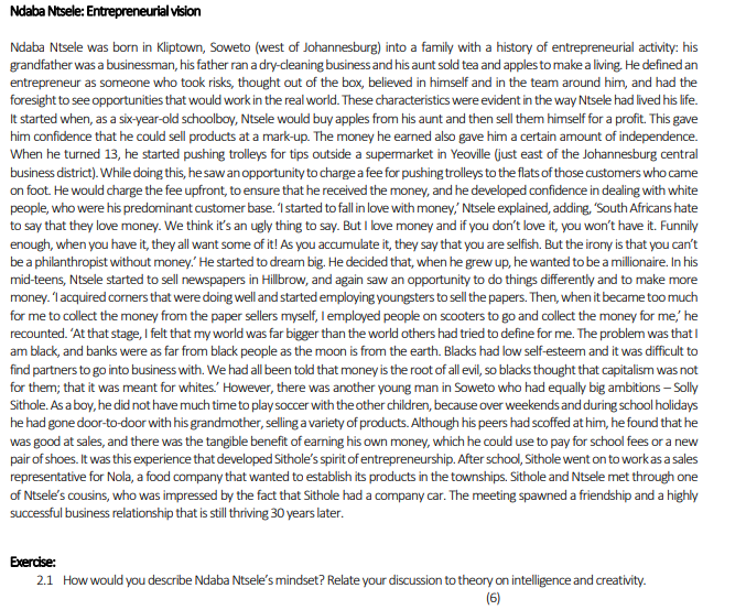 Ndaba Ntsele was born in Kliptown, Soweto (west