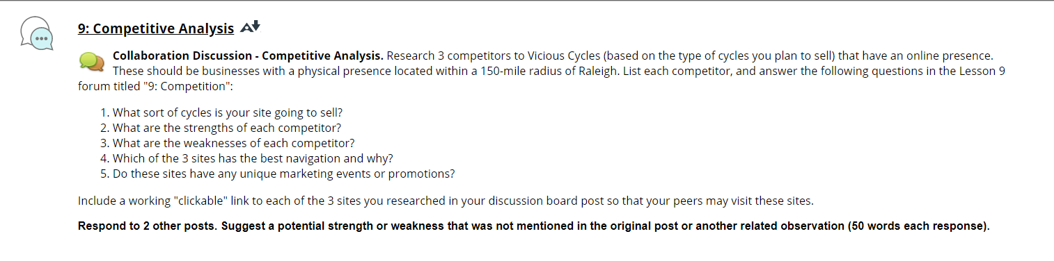 9: Competitive Analysis A Collaboration
