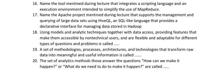 please aswer all the Q 16. Name the tool mentined