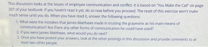 This discussion looks at the issues of employee