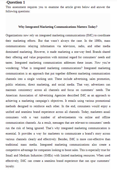 -Question 1 This assessment requires you to