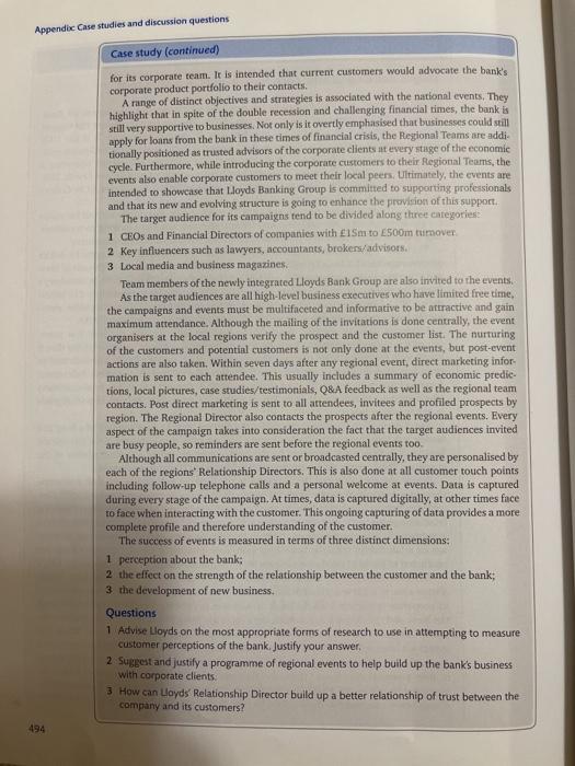 please answer 3 questions to case study Appendix