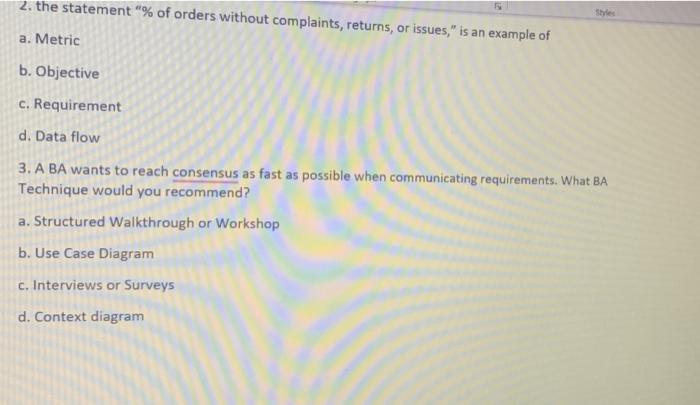 answer these questions 2. the statement "\% of