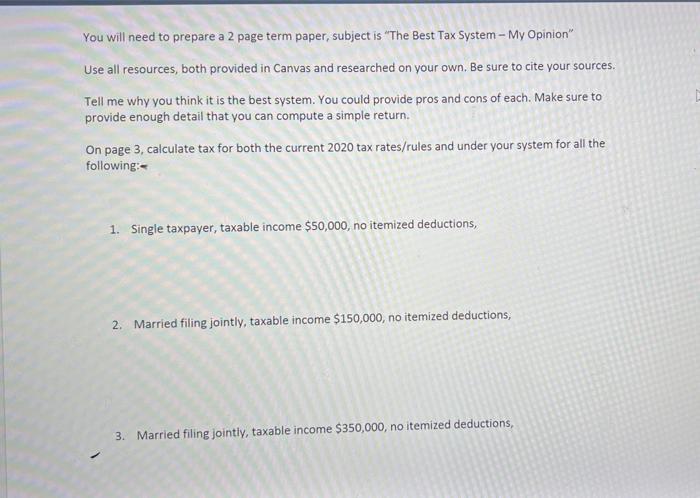 You will need to prepare a 2 page term paper,