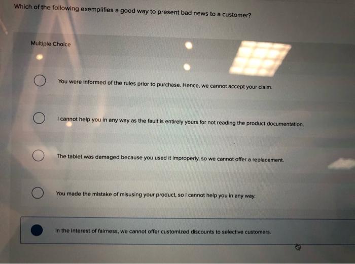 The closing in a negative announcement should