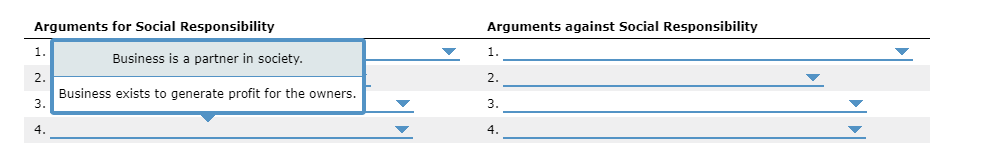 Each number has same answer option Management in