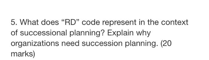5. What does "RD" code represent in the context